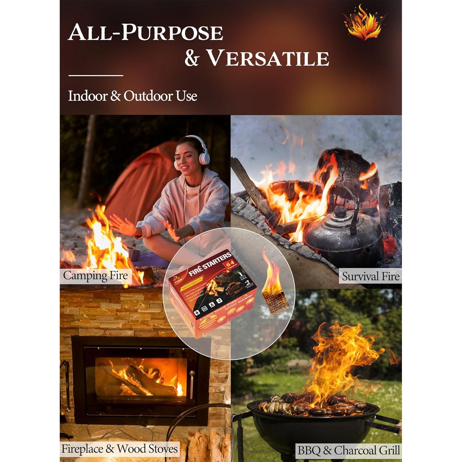 Encendedor de Fuego Nvkrvks 64 Cubos Naturales a Prueba de Agua