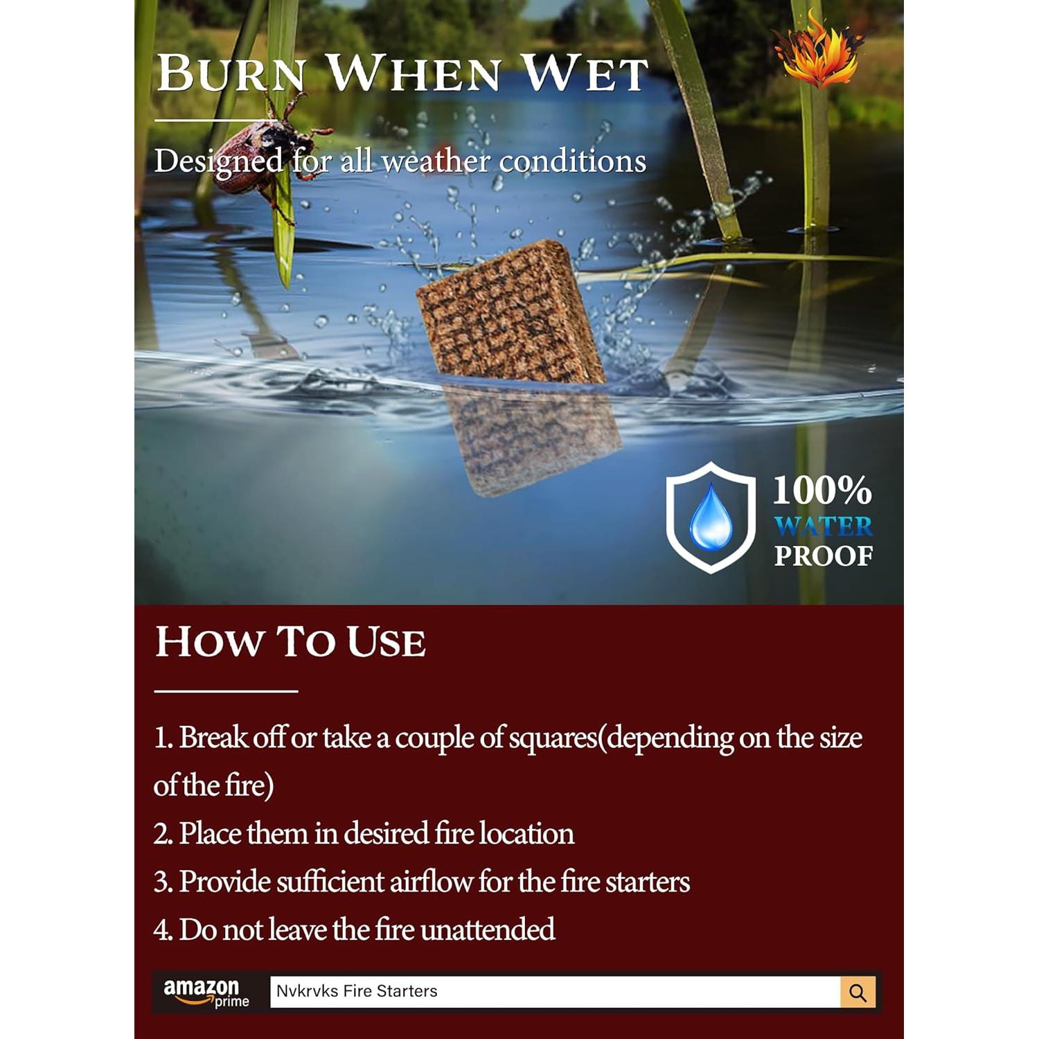 Encendedor de Fuego Nvkrvks 64 Cubos Naturales a Prueba de Agua