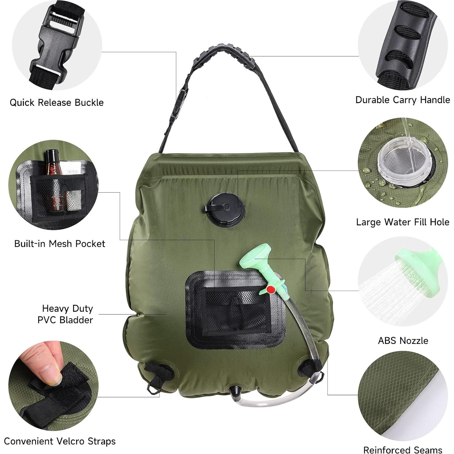 Bolsa de Ducha Solar Unniweei 20L Compacta para Camping