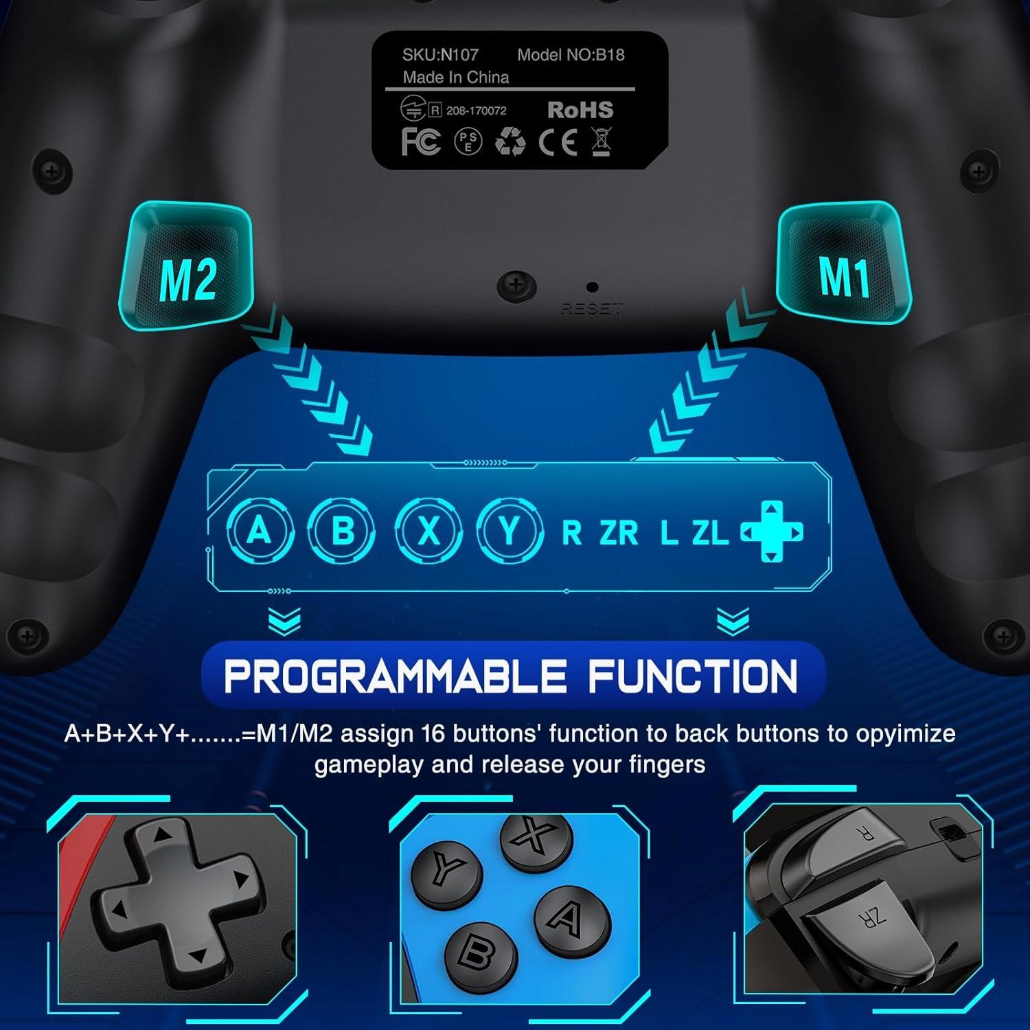 Controlador Inalámbrico Qixun para Switch Rojo y Azul