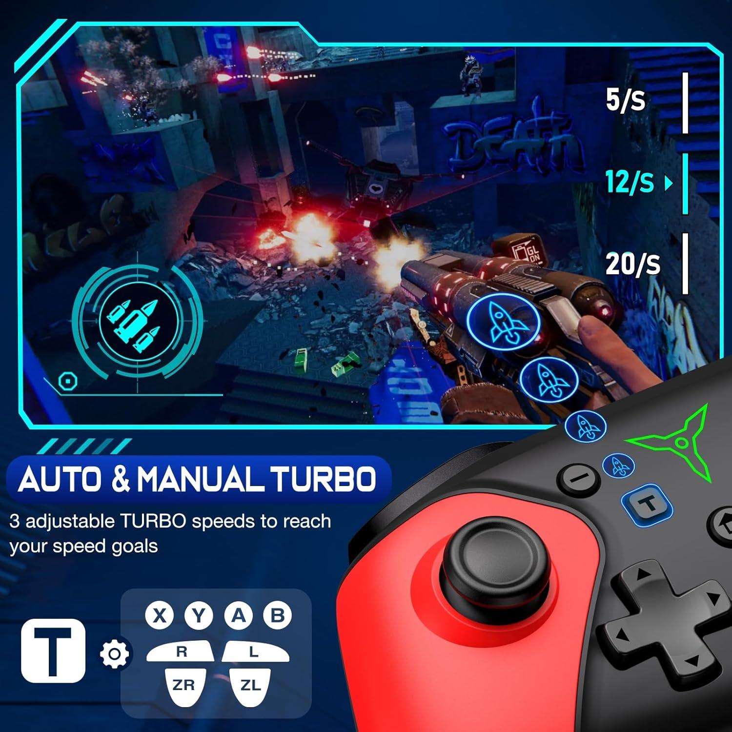 Controlador Inalámbrico Qixun para Switch Rojo y Azul