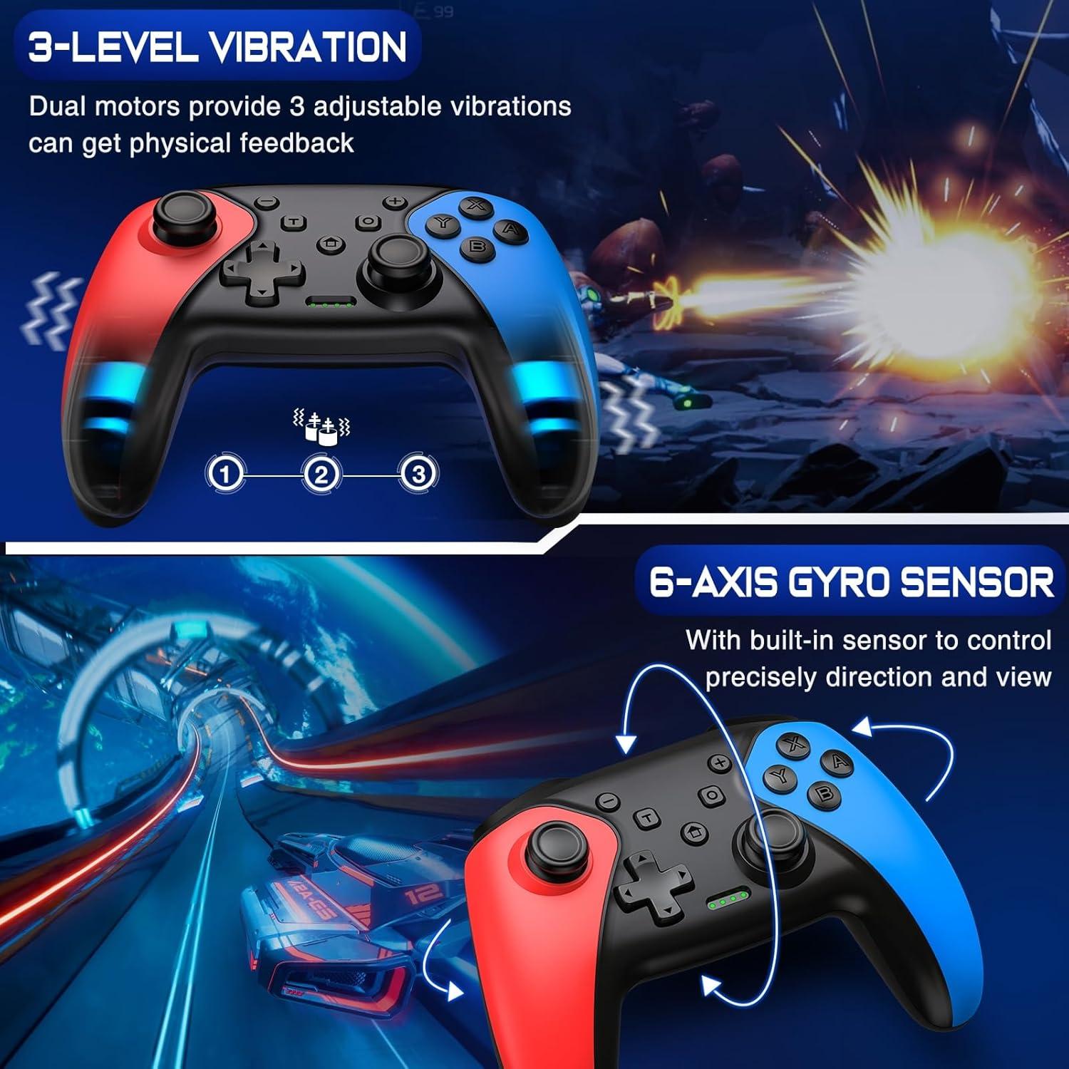 Controlador Inalámbrico Qixun para Switch Rojo y Azul