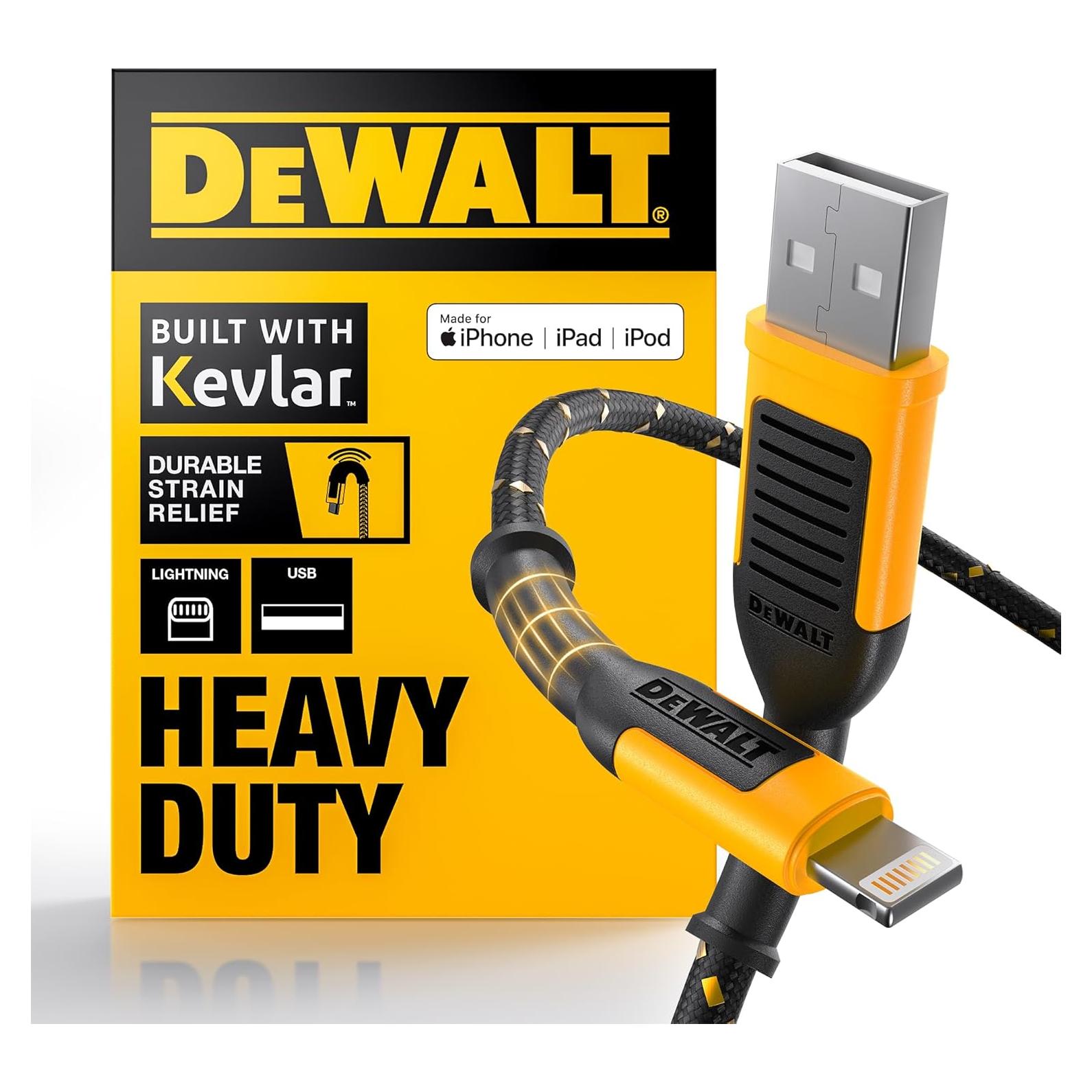 Cable Lightning a USB DEWALT 3,05 m trenzado reforzado