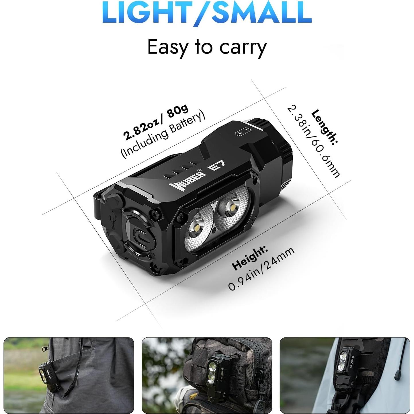 Linterna WUBEN E7 Recargable 1800 Lúmenes IP68 Negra