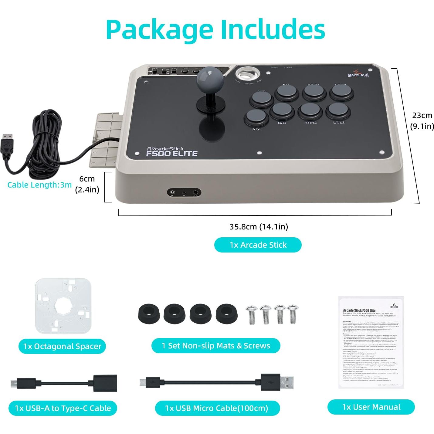 Controlador de Videojuegos USB MAYFLASH F500 Elite - Compatible PS4, Xbox, Switch