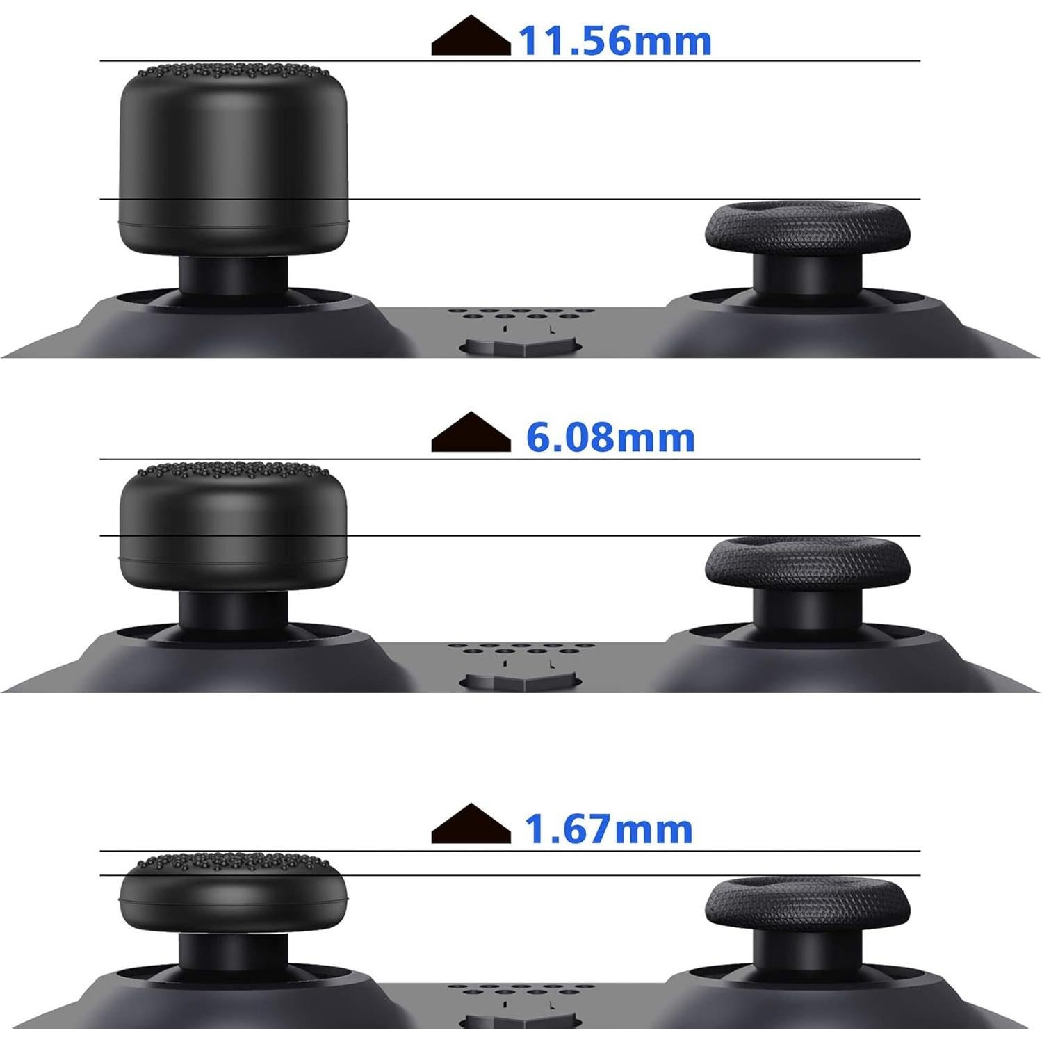 Agarre Ergonómico Negro PlayVital para Thumbstick - 10 Piezas