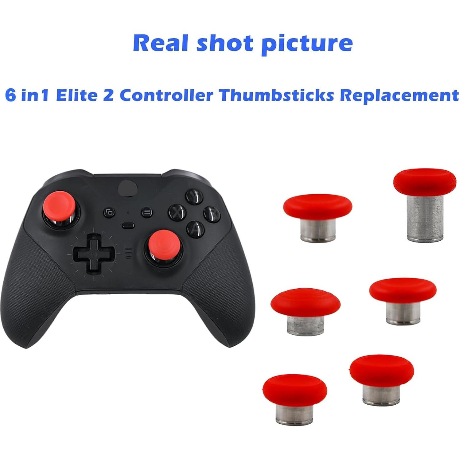 6 Piezas Reemplazo Joysticks Peixiong para Xbox Elite 2 Rojo