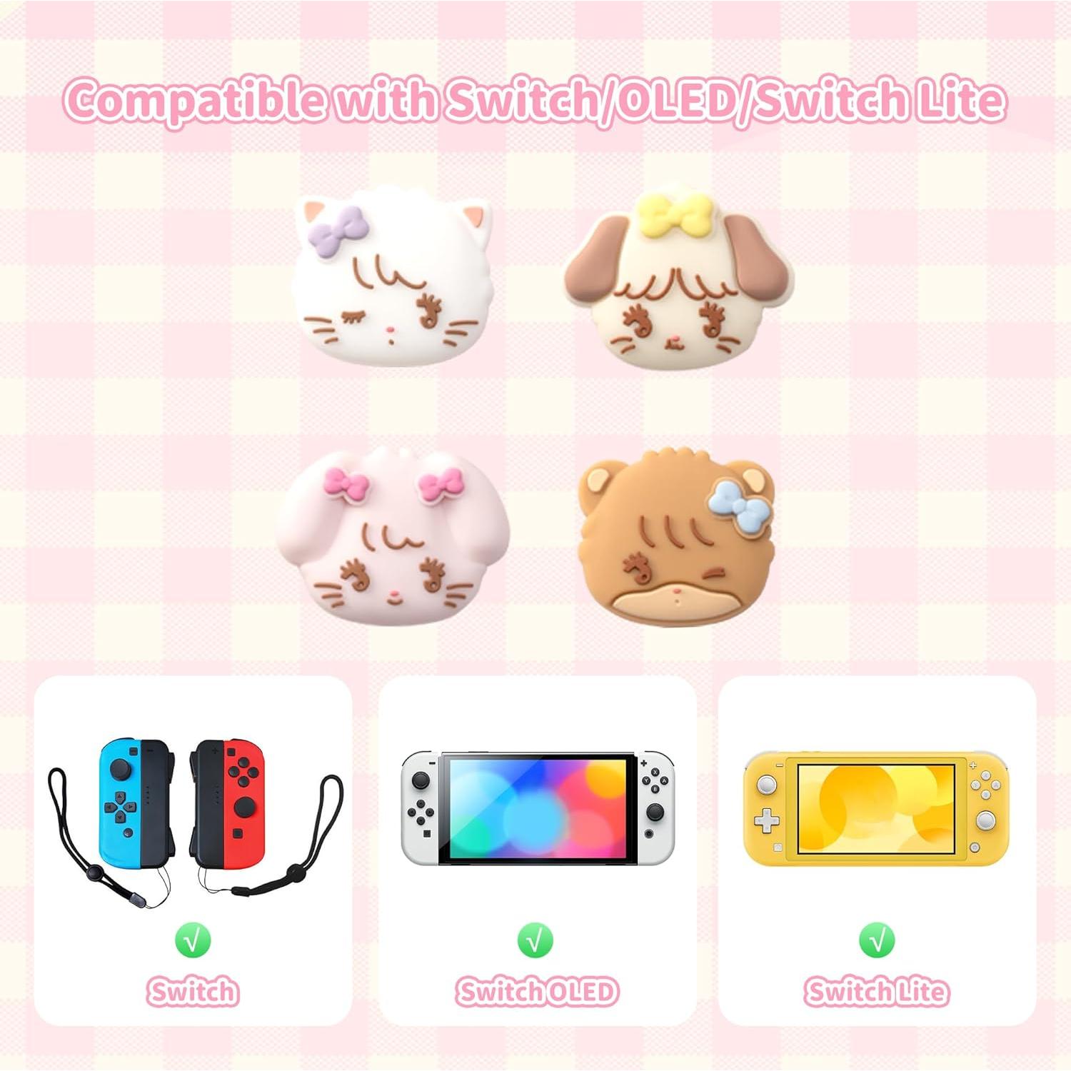 Tapas de Agarre para Pulgar GeekShare Kawaii Switch 4 Pcs