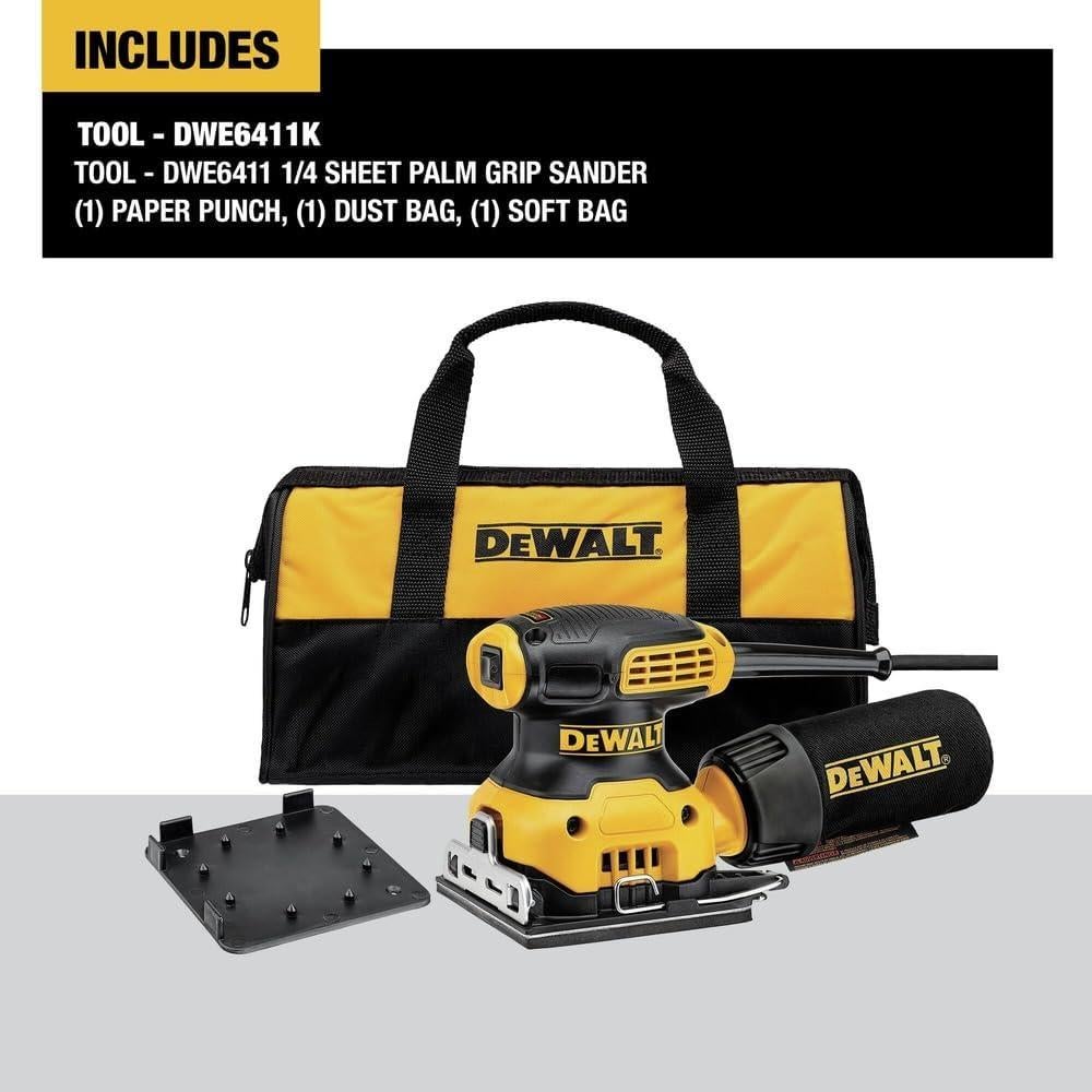 Lijadora de Palma DEWALT DWE6411K 1/4 Hoja 2.3A Amarillo