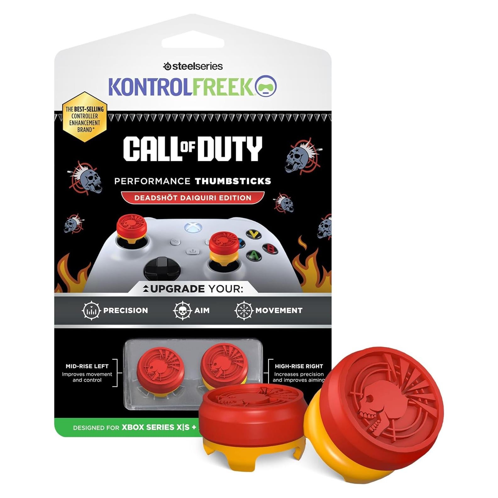 KontrolFreek Deadshot Thumbsticks Rojo/Amarillo para Xbox