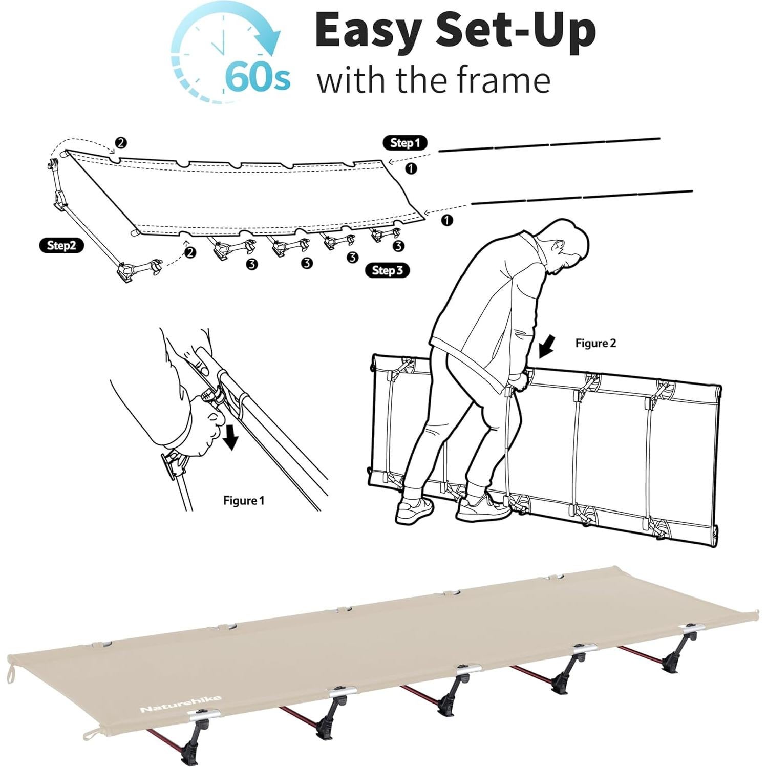 Cama de Camping Naturehike GreenWild Plegable 2,18 kg 330 lbs