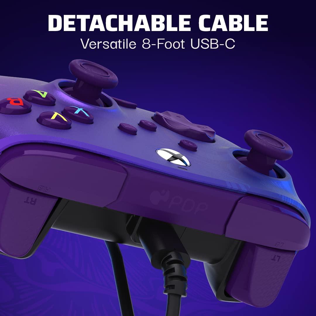 Controlador PDP REMATCH Cableado Degradado Púrpura Xbox