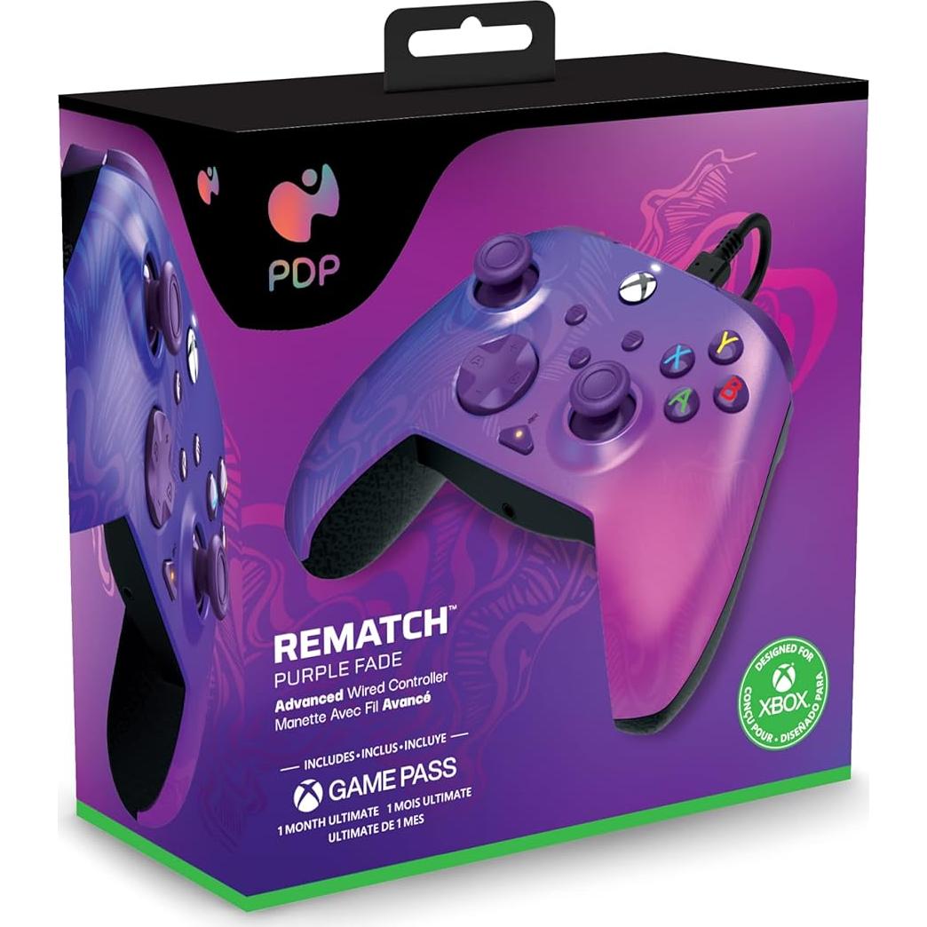Controlador PDP REMATCH Cableado Degradado Púrpura Xbox