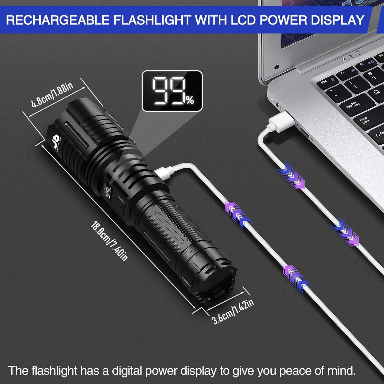 Linterna LED Recargable Jay-Park F88 1000000 Lúmenes IP67