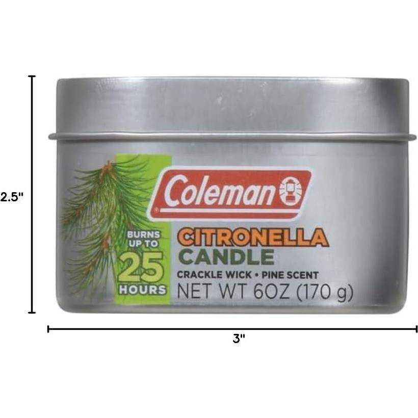 Vela de Citronela Coleman Aroma a Pino 170 g con Mecha de Madera