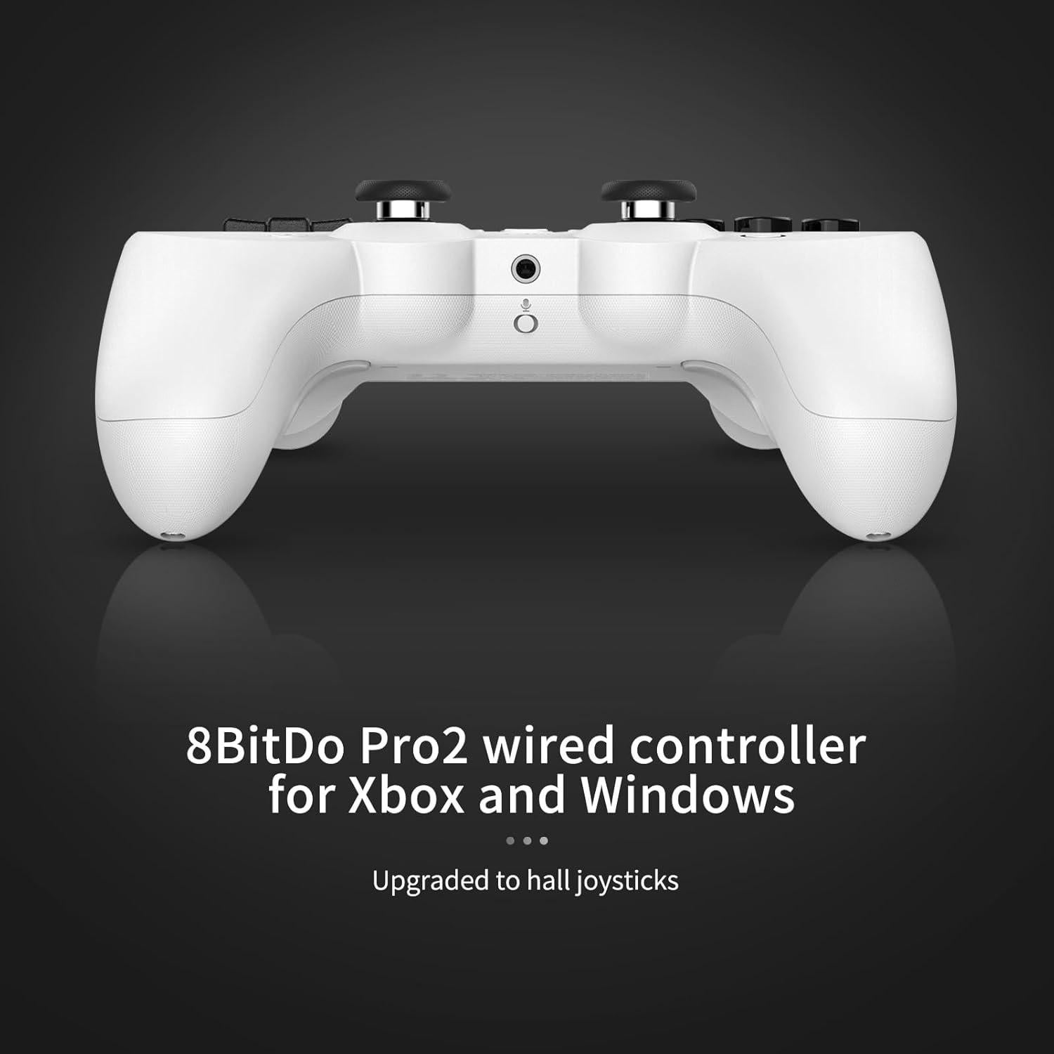 8bitdo Pro 2 Wired Controller for Xbox Series X|S, Xbox One, Windows 10/11, Gamepad with Hall Effect Joysticks, 3.5mm Audio Jack- Officially Licensed - White