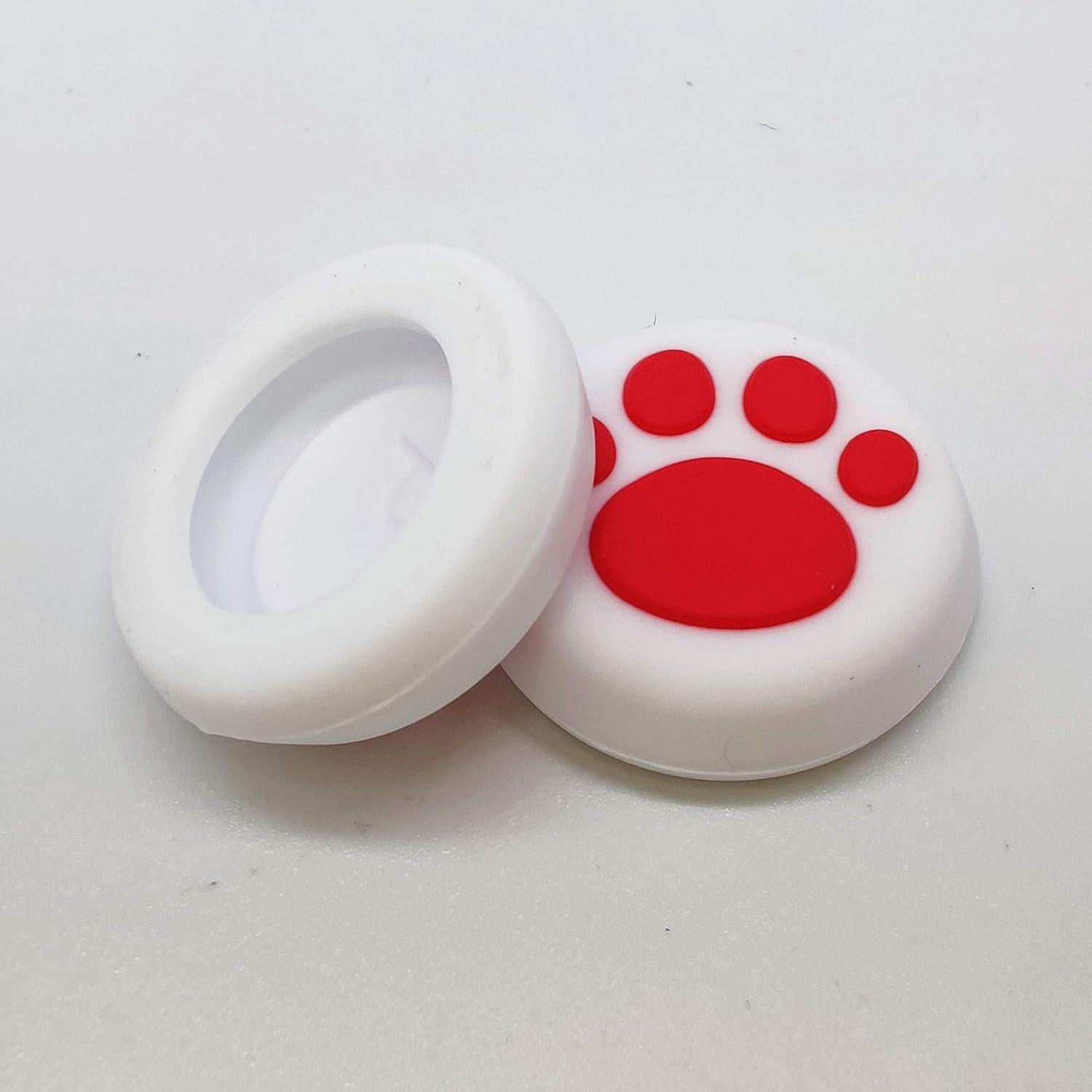 2PCS Analog Stick Thumb Stick Grips Thumbsticks Joystick Cap for PS5 PS4 Slim Pro PS3 Xbox one Xbox 360 PS2 Xbox one X S Elite Switch Pro Wii U Controller White-Red Paw