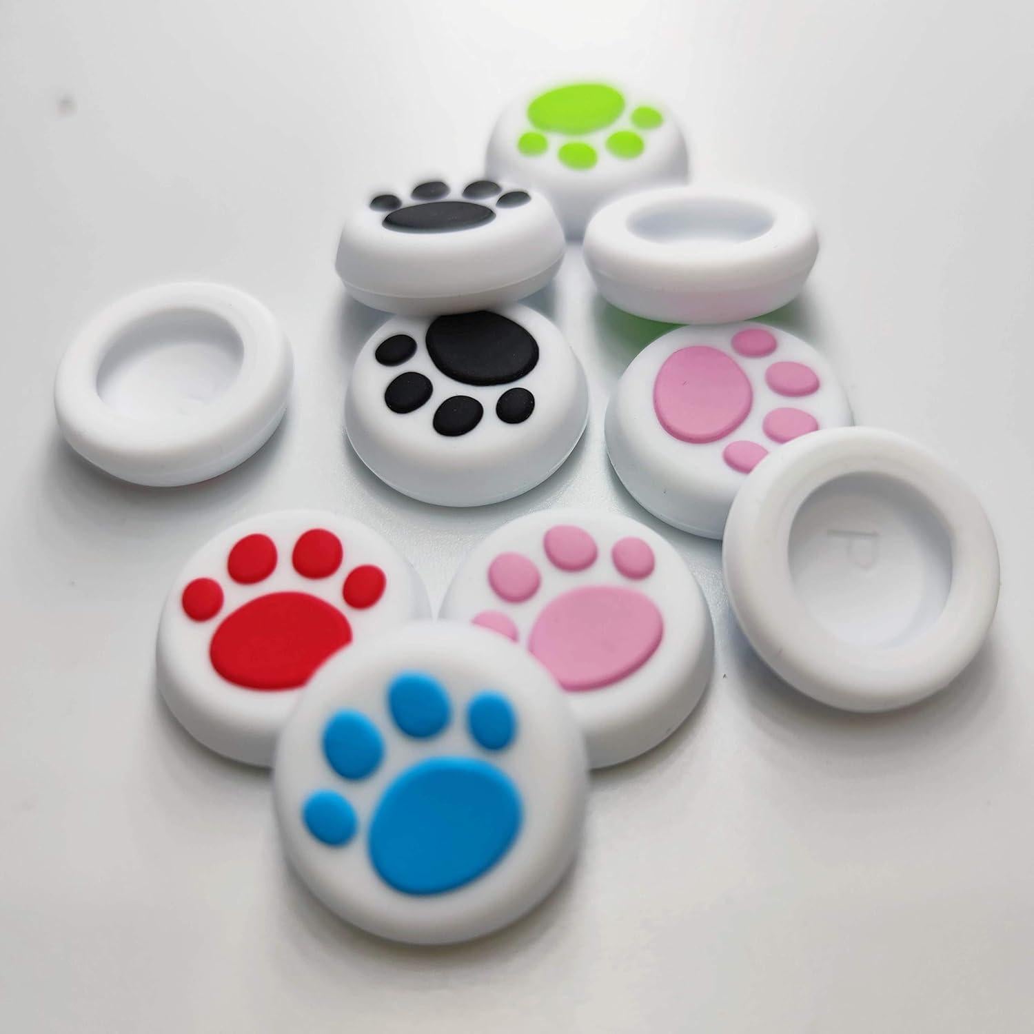 2PCS Analog Stick Thumb Stick Grips Thumbsticks Joystick Cap for PS5 PS4 Slim Pro PS3 Xbox one Xbox 360 PS2 Xbox one X S Elite Switch Pro Wii U Controller White-Red Paw