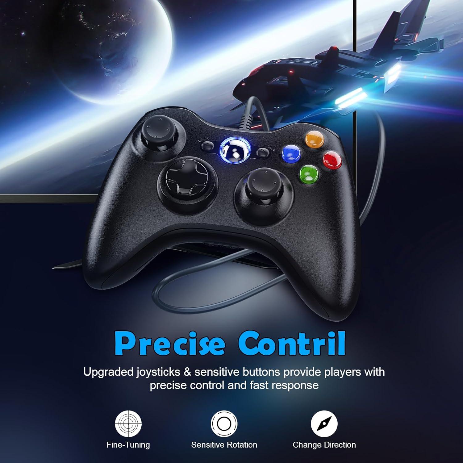 Controlador Dinosoo con Cable para Xbox 360 y PC - Joystick Mejorado