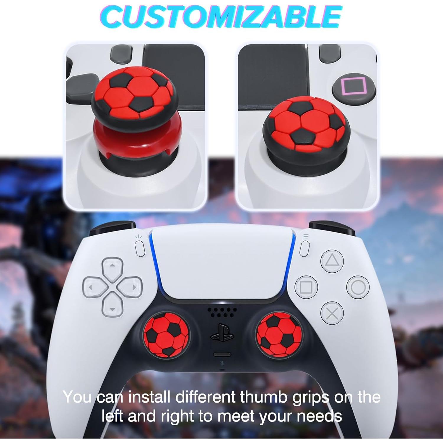 Tapas de Agarre para Pulgar DLseego Rojo para PS5 y Xbox