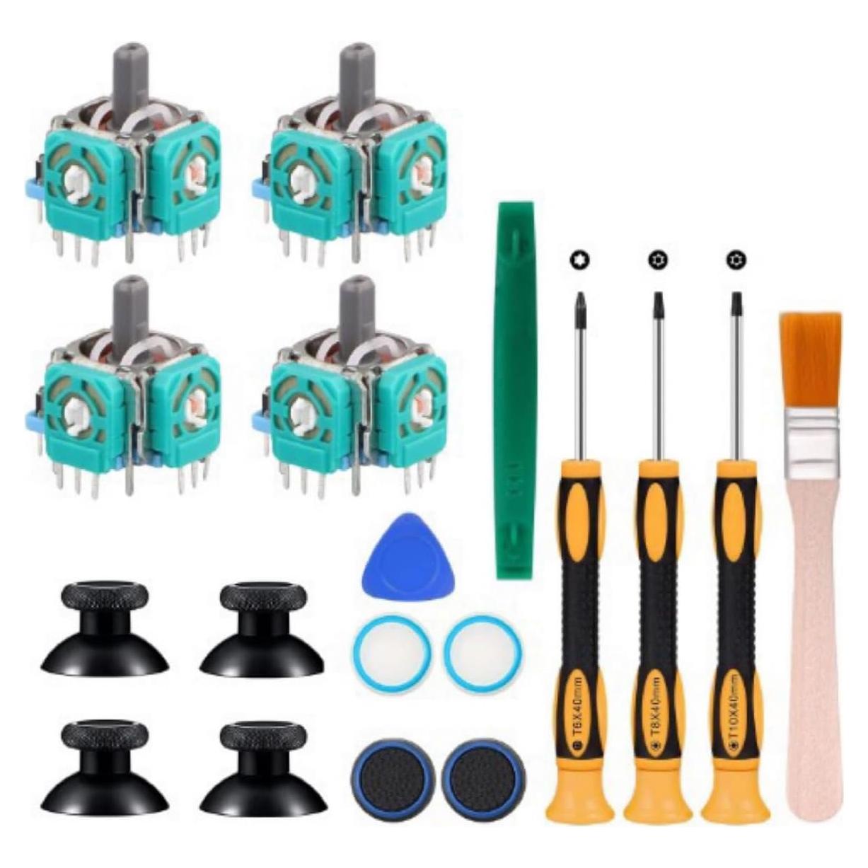 Replacement Joystick for Xbox One S/X Controller, 4PCS Analog Thumbsticks, Repair Tool Kit with Screwdrivers (Xbox one ToolKit-18pcs)