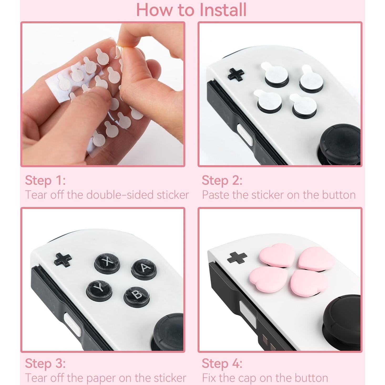 Juego de Tapas de Botones GeekShare para Joy-Con - Rosa y Azul