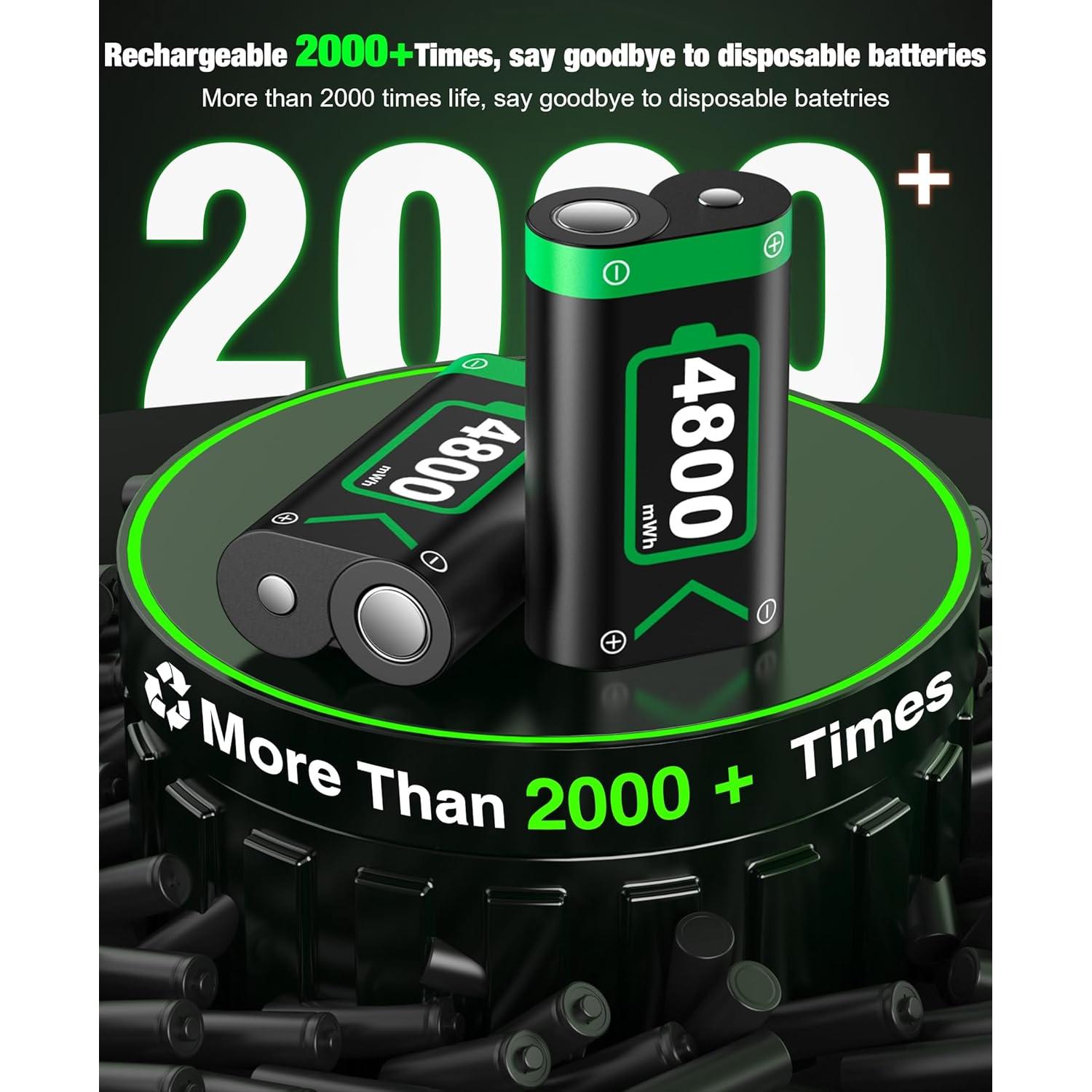 Baterías Recargables Xbox DINOSTRIKE 2x4800mAh Carga Rápida