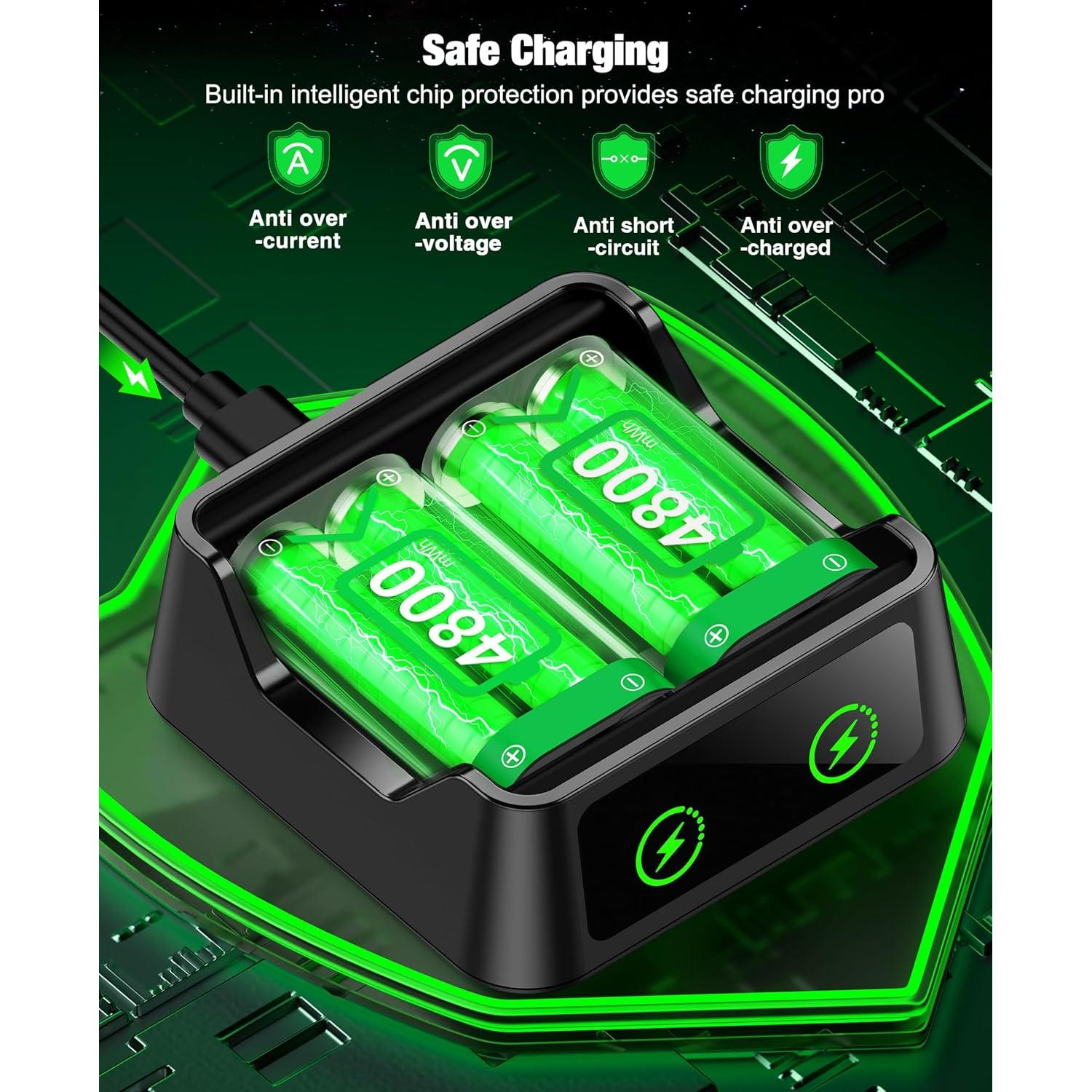 Baterías Recargables Xbox DINOSTRIKE 2x4800mAh Carga Rápida