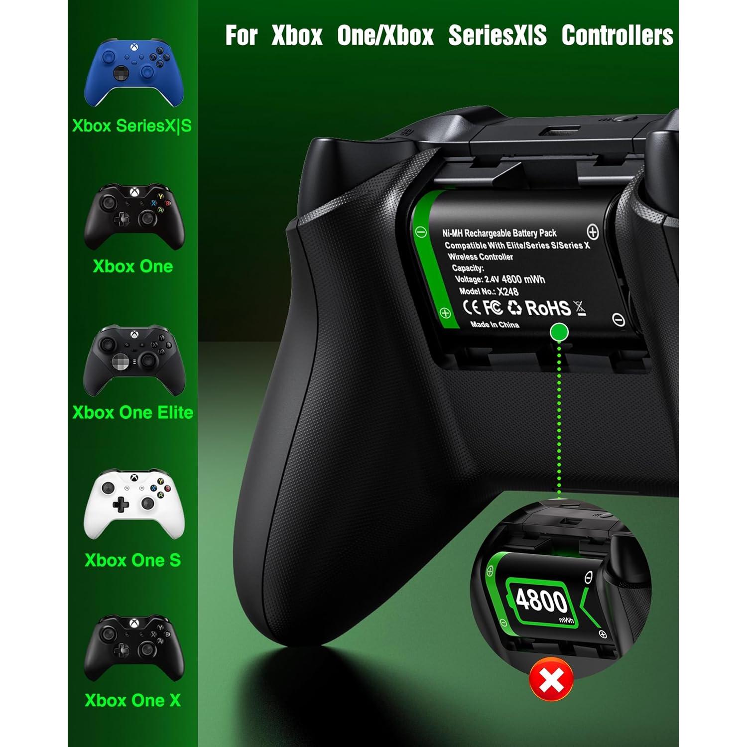 Baterías Recargables Xbox DINOSTRIKE 2x4800mAh Carga Rápida