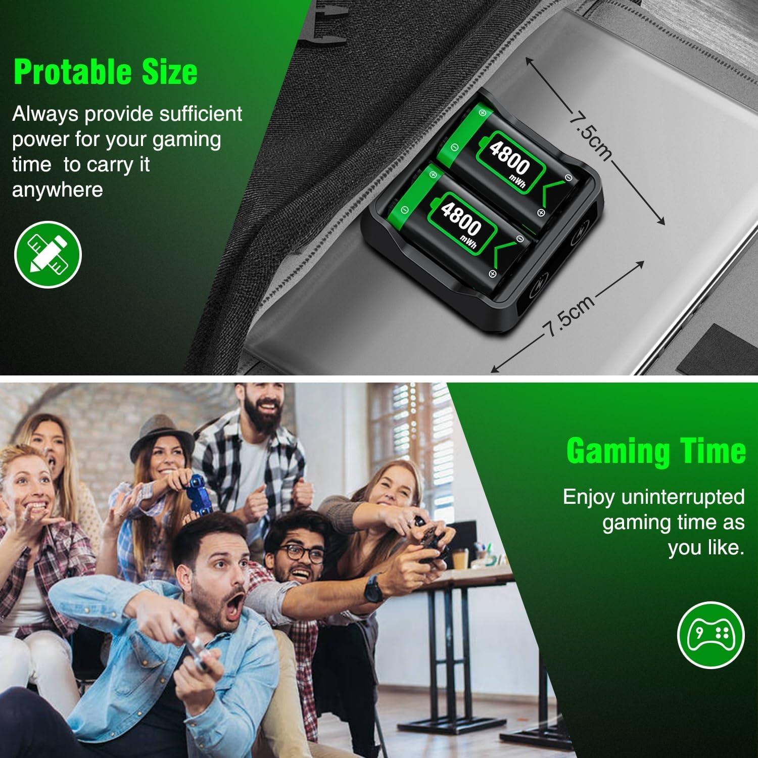 Baterías Recargables Xbox DINOSTRIKE 2x4800mAh Carga Rápida