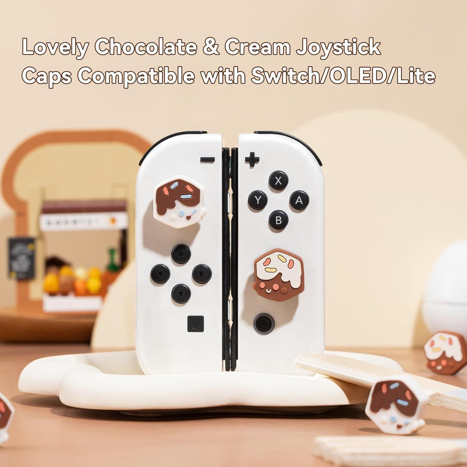 Tapones de Agarre Joycon GeekShare Chocolate y Crema