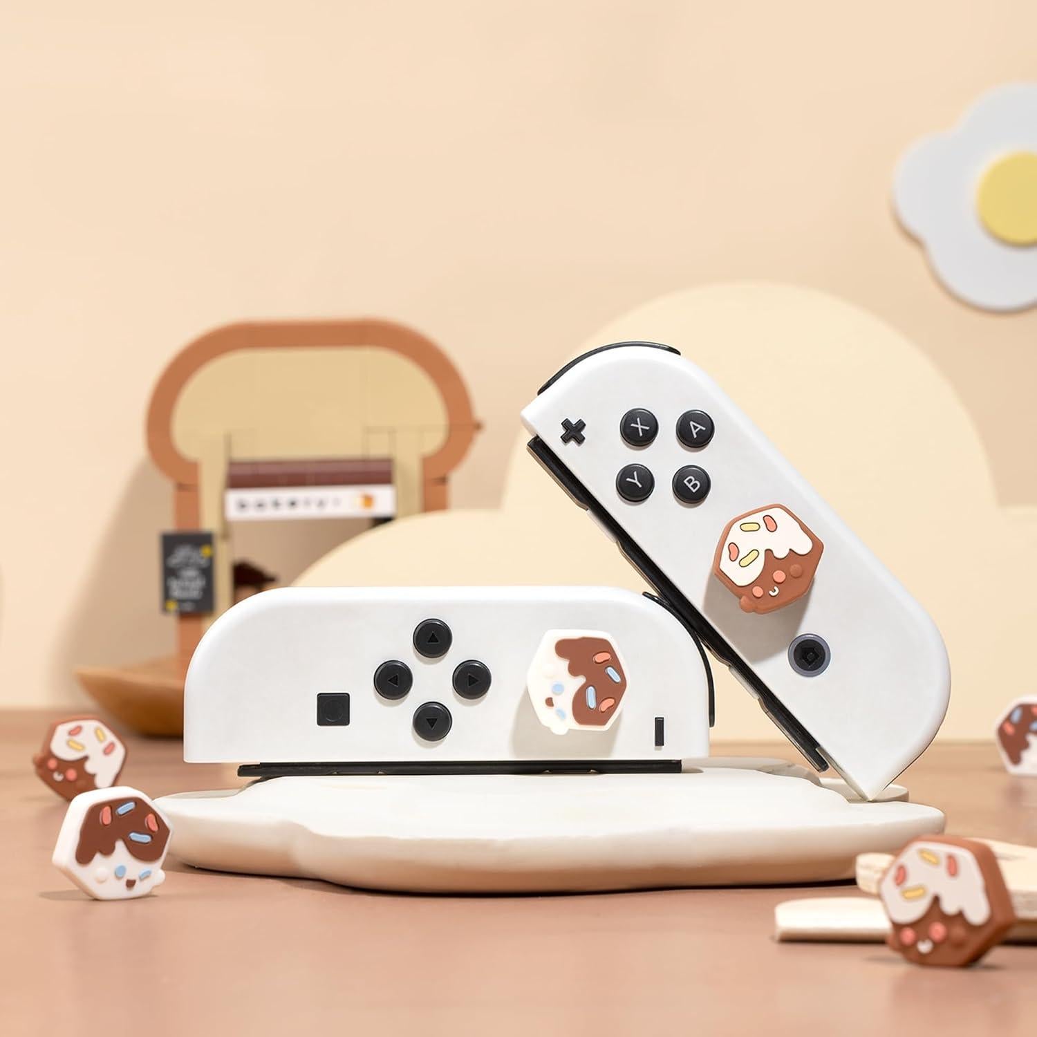 Tapones de Agarre Joycon GeekShare Chocolate y Crema