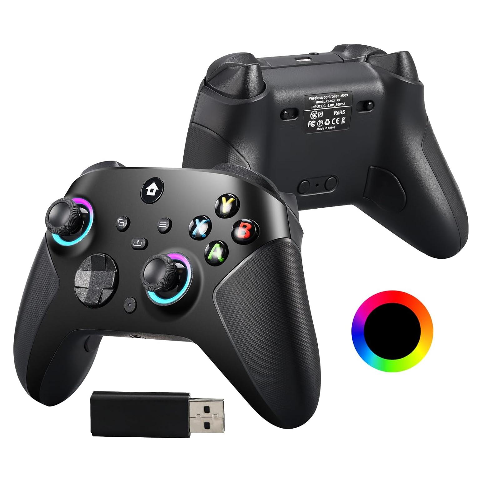 TECTINTER Wireless Controller for Xbox One Controller,2.4GHz Xbox O ne Controller Wireless with 8 Color RGB Light/Programmable/800mAh Battery,Compatible with Xbox One S/X,Xbox On e Series X/S