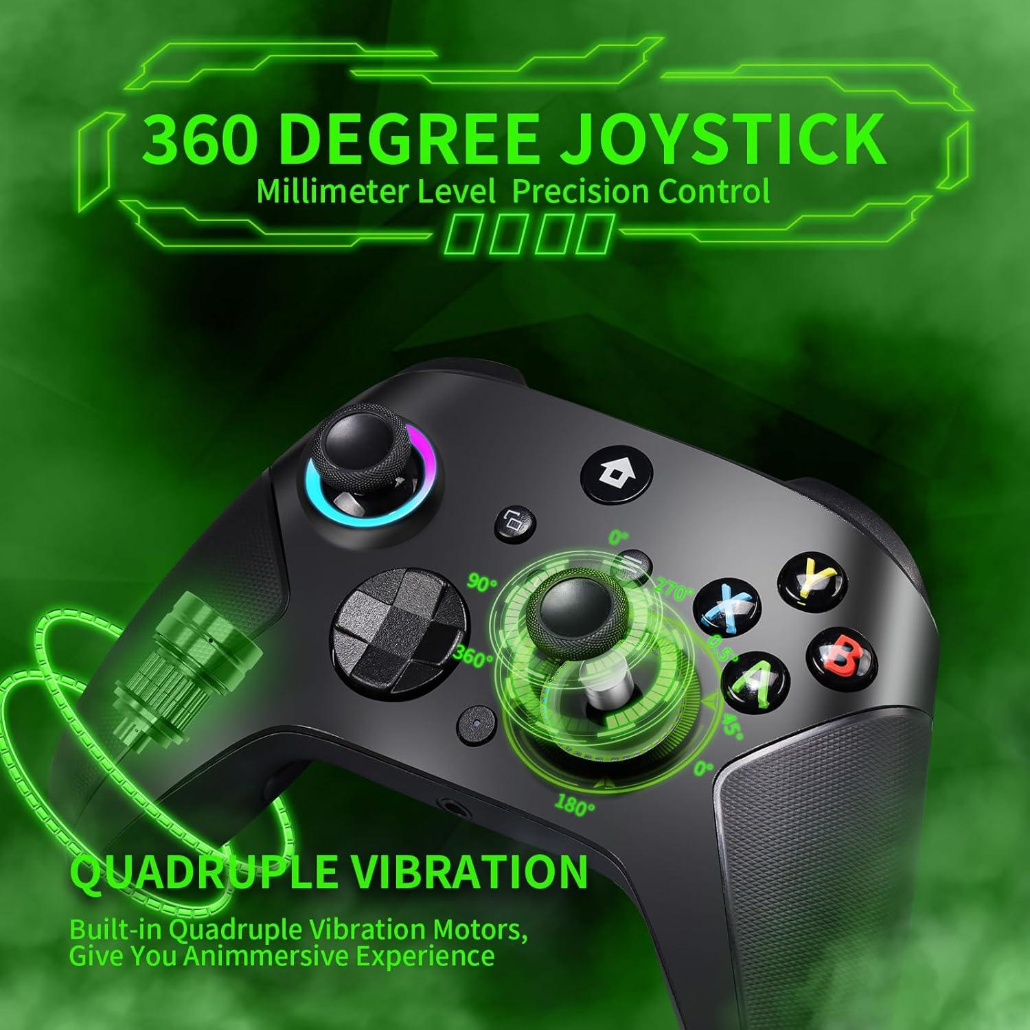 TECTINTER Wireless Controller for Xbox One Controller,2.4GHz Xbox O ne Controller Wireless with 8 Color RGB Light/Programmable/800mAh Battery,Compatible with Xbox One S/X,Xbox On e Series X/S