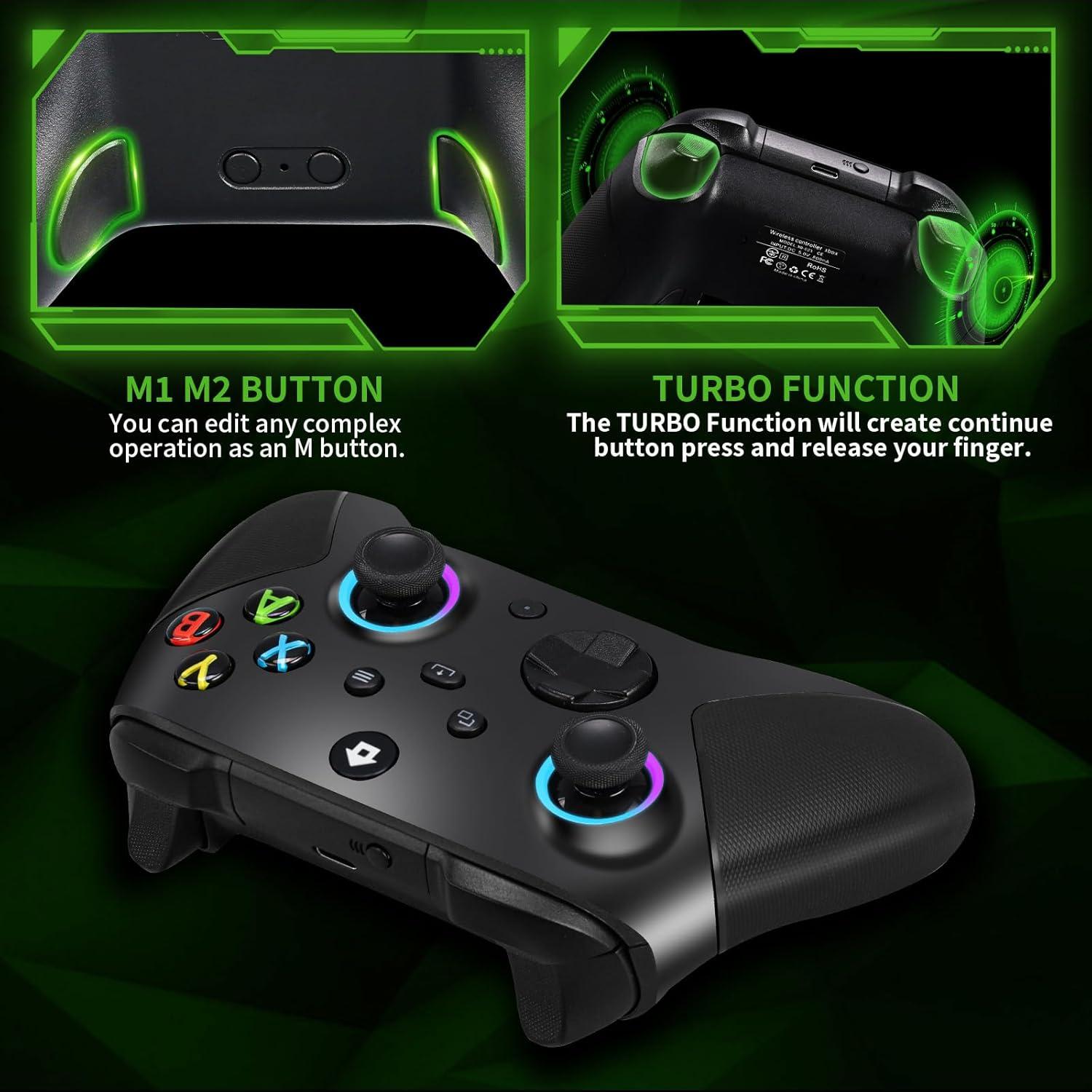 TECTINTER Wireless Controller for Xbox One Controller,2.4GHz Xbox O ne Controller Wireless with 8 Color RGB Light/Programmable/800mAh Battery,Compatible with Xbox One S/X,Xbox On e Series X/S