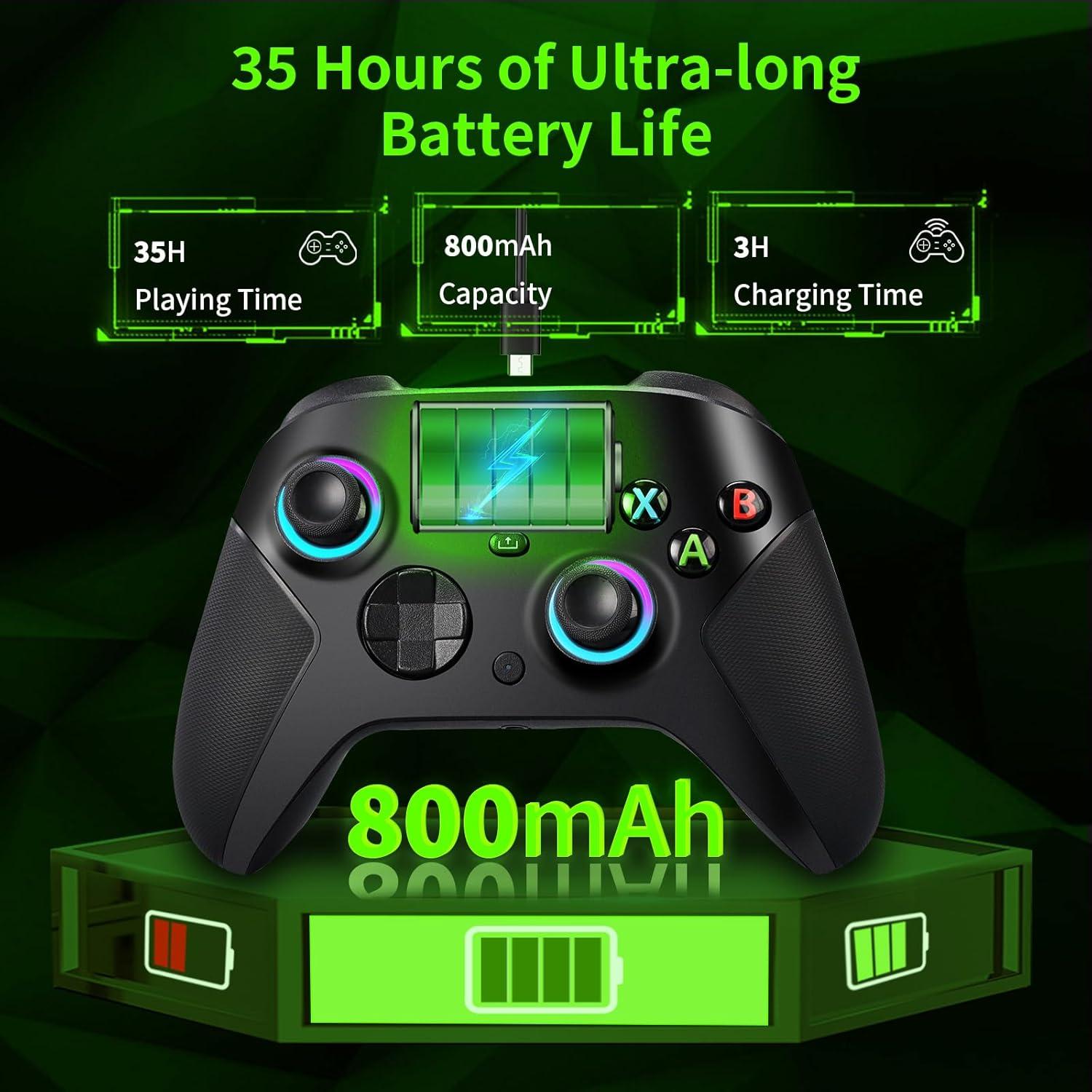 TECTINTER Wireless Controller for Xbox One Controller,2.4GHz Xbox O ne Controller Wireless with 8 Color RGB Light/Programmable/800mAh Battery,Compatible with Xbox One S/X,Xbox On e Series X/S