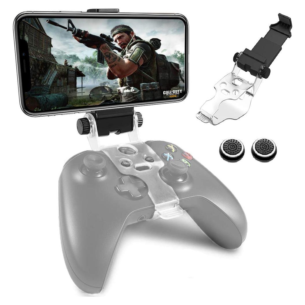 Megadream Gamepad Foldable Mobile Phone Holder Smartphone Clip Cellphone Clamp Compatible with Microsoft Xbox One/One S/One X Controllers, 1 Phone Holder and 2 Joystick cap Analog Stick Cap Included
