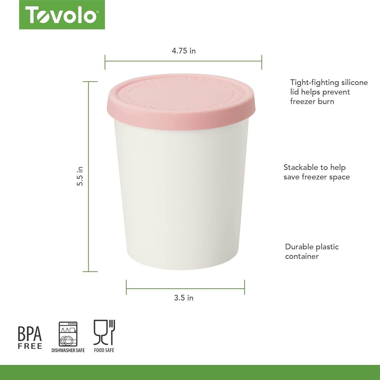 Contenedor de Helado Tovolo Sweet Treat Rosa 0.95L Apilable