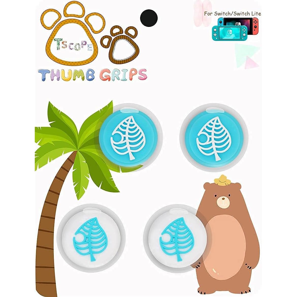 Tscope Grip Caps Azul para Nintendo Switch y Lite - Hoja Kawaii