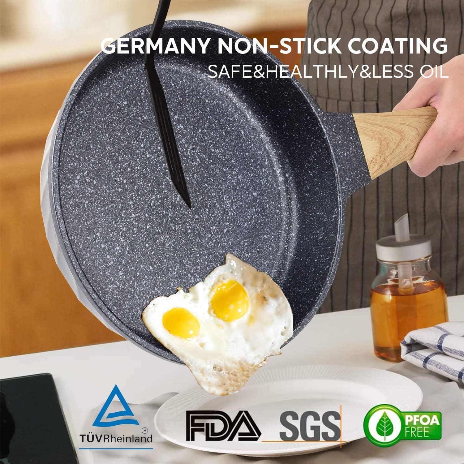 Juego de Sartenes Antiadherentes YIIFEEO 3 Piezas 20-24-28 cm