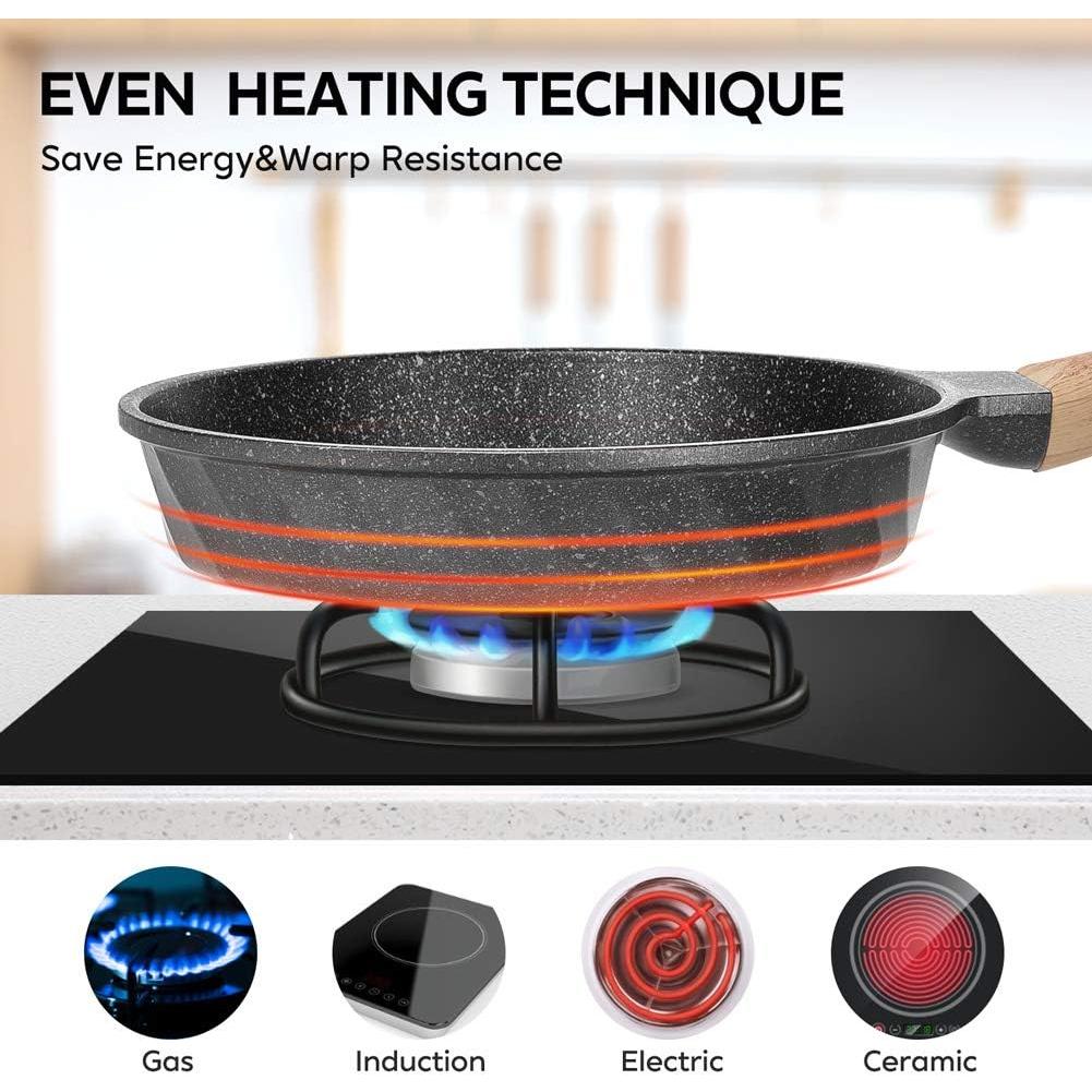 Juego de Sartenes Antiadherentes YIIFEEO 3 Piezas 20-24-28 cm