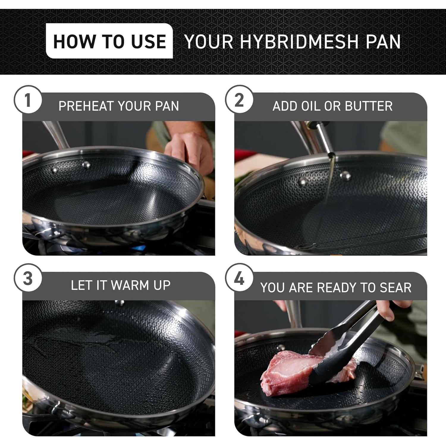 Juego de Sartenes T-Fal HybridMesh 3 Piezas Acero Inoxidable