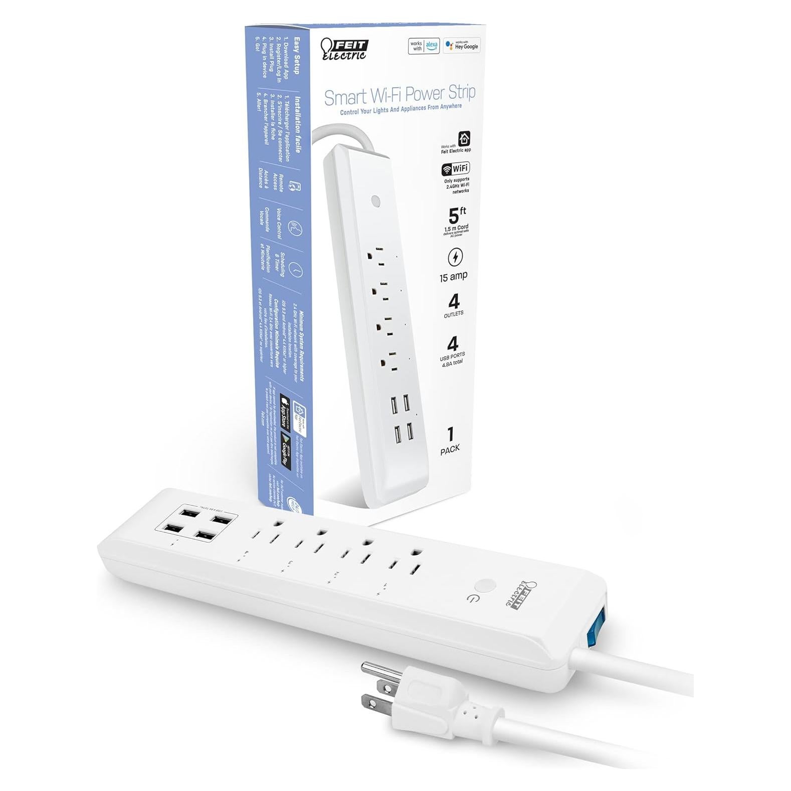 Tira de Poder Inteligente Feit Electric 15A 4 Tomas 4 USB