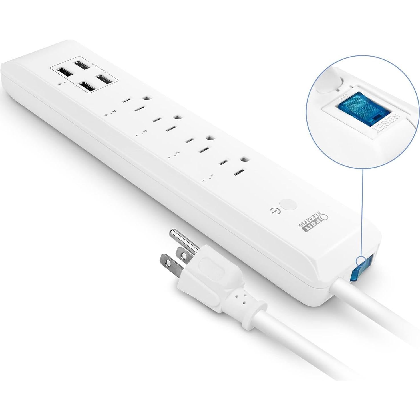 Tira de Poder Inteligente Feit Electric 15A 4 Tomas 4 USB