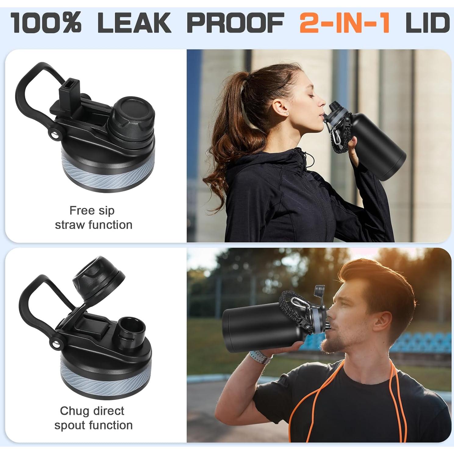 Botella de Agua Aislada GAZLEMHO 1.89L con Accesorios