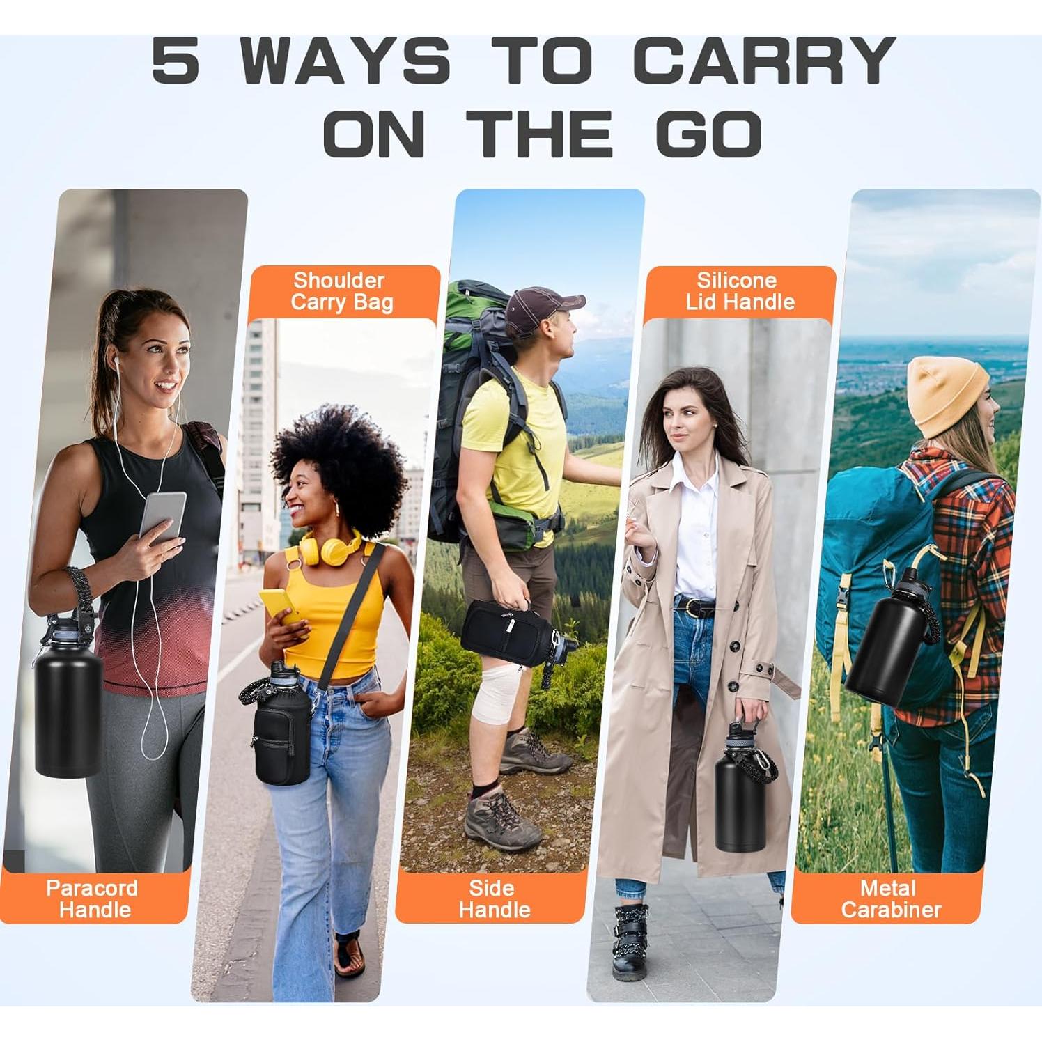 Botella de Agua Aislada GAZLEMHO 1.89L con Accesorios