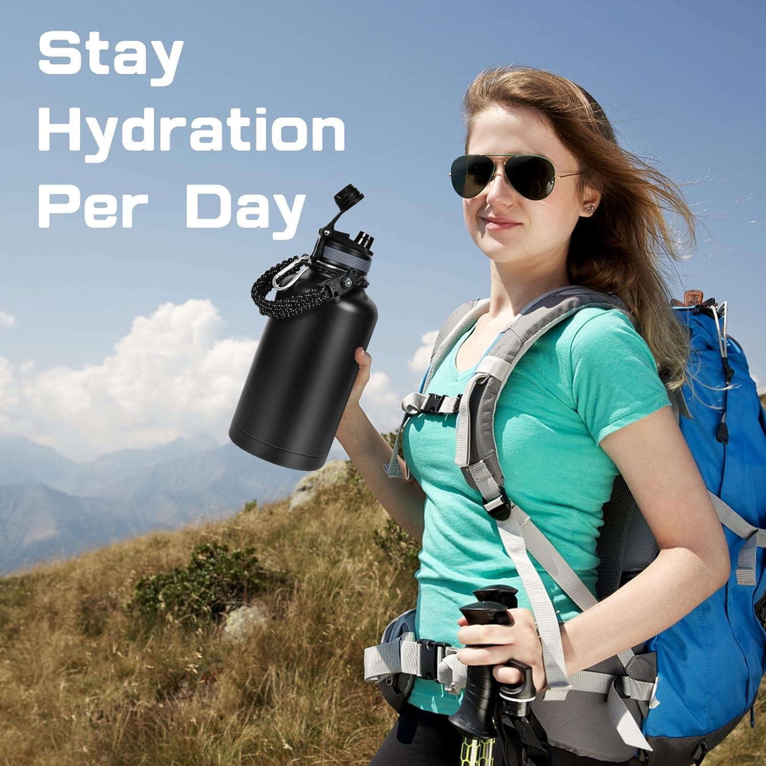 Botella de Agua Aislada GAZLEMHO 1.89L con Accesorios