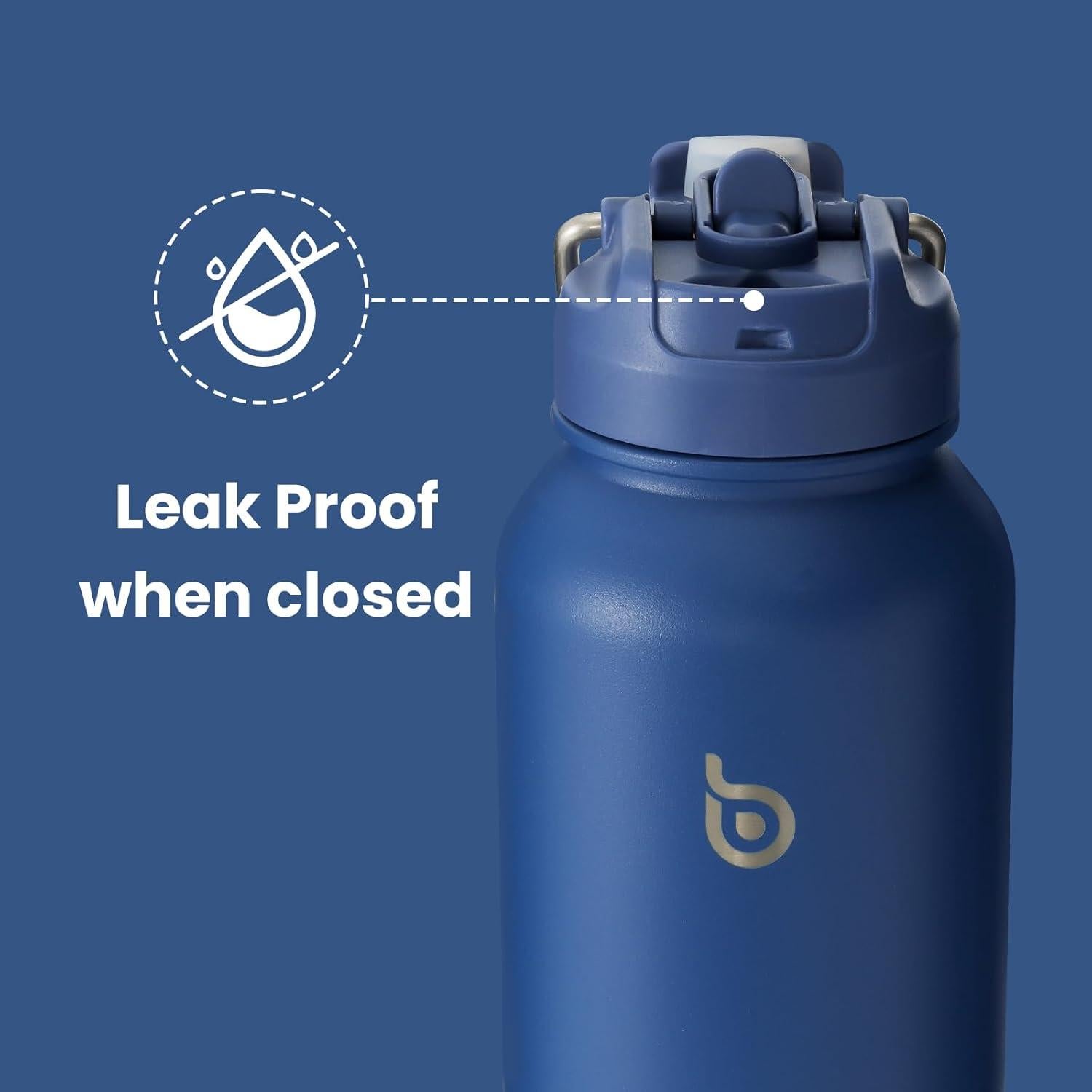 Botella de Agua Acero Inoxidable 1.13 kg con Pajilla Azul