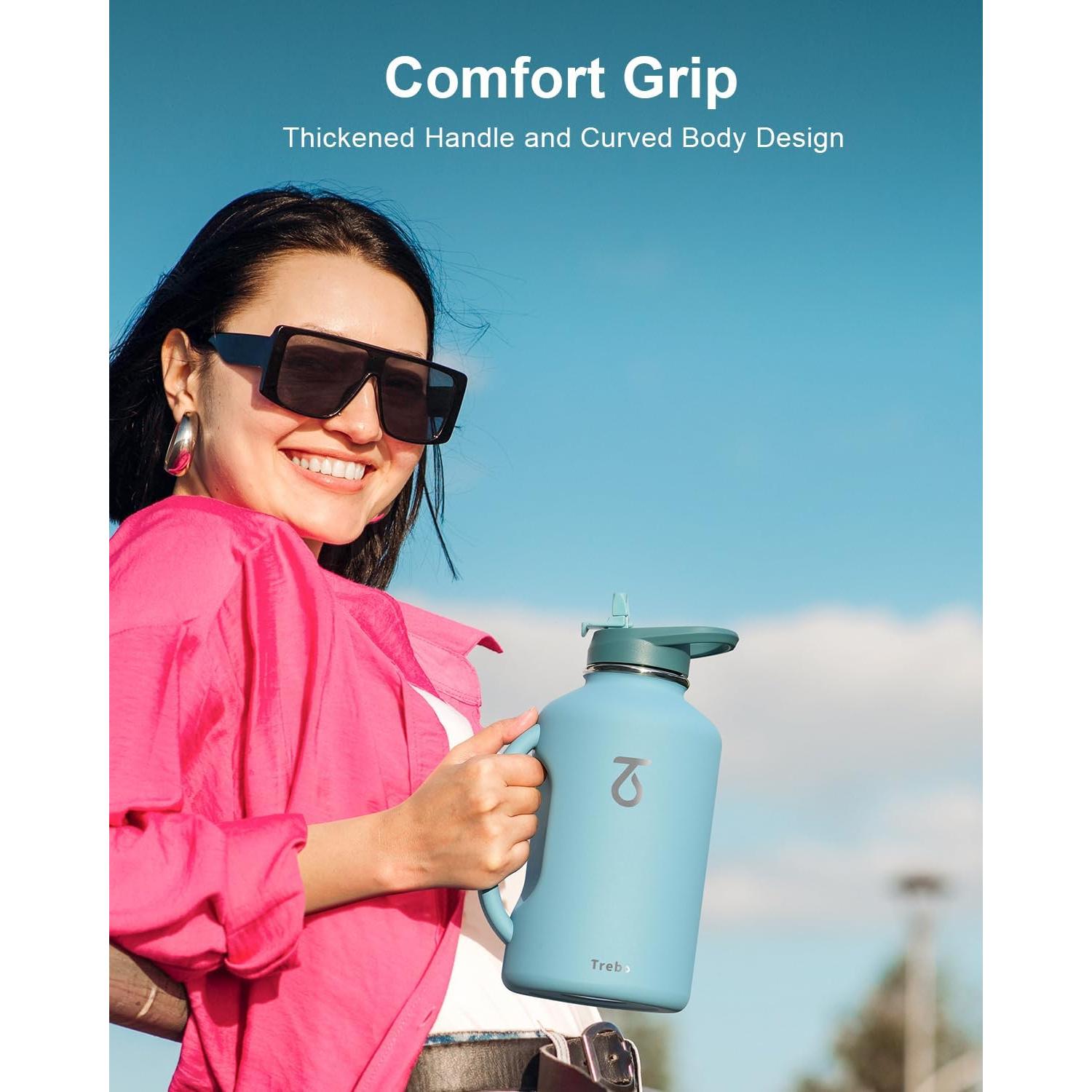 Botella de Agua Trebo 1.89L Aislada con Asa y Tapas