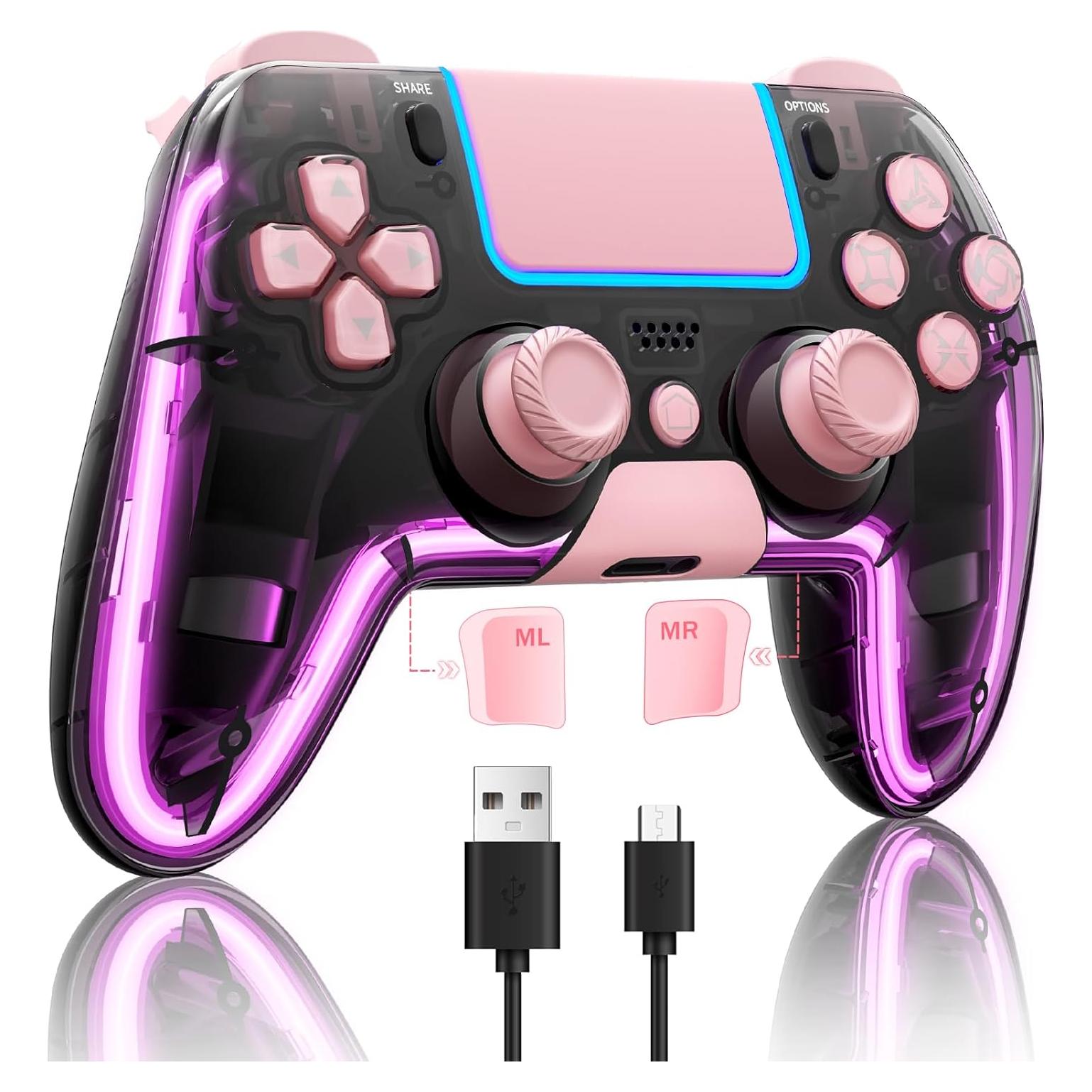 Controlador Inalámbrico BRHE Rosa para PS4 con RGB